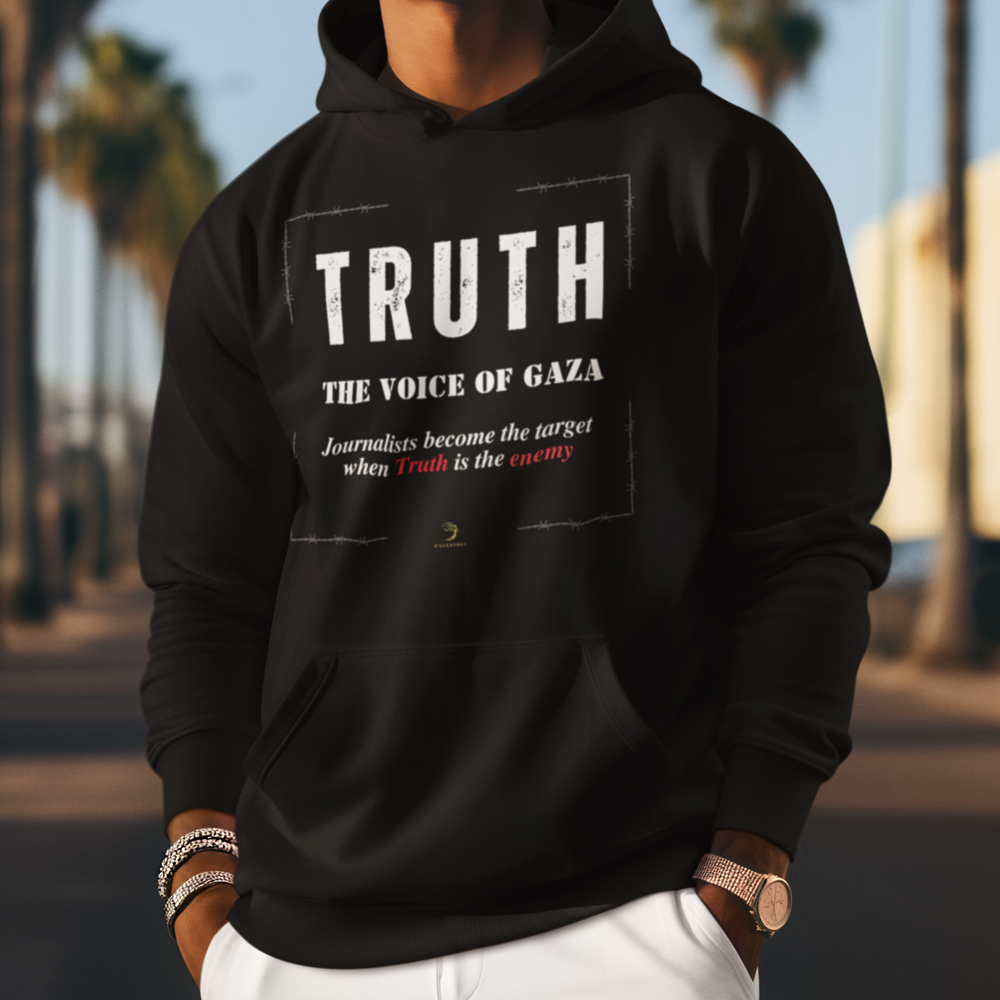 Pali Voice of G@za Double Sided Hoodie Unisex